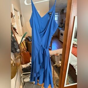 Blue Sleeveless Wrap Dress